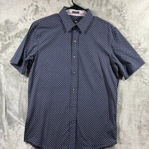 Butter Cloth Shirt Mens Large Blue Geometric Icy Cotton Golf Polo Casual Preppy